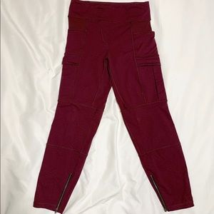 Lululemon Polka Dot Cropped Cargo Pants, Maroon, 6